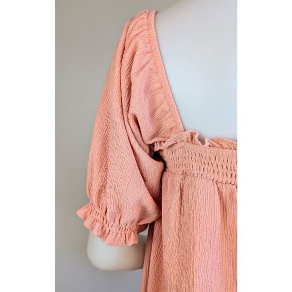 NEW Sugarlips Miss Sunshine Peach Milkmaid Smock Babydoll Minidress Size Medium - Picture 7 of 11